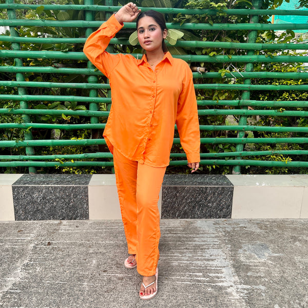 Zara Oversize Orange Shirt & Pant Set