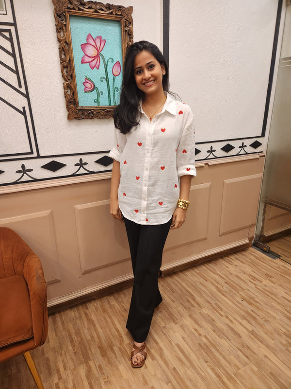 Statement Heart Embroidered Baggy Shirt