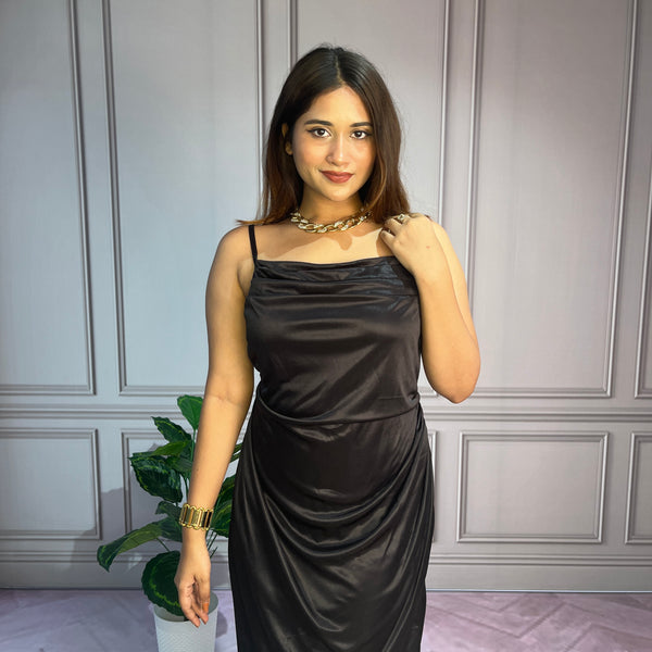 Silhouette Silk Black Party Dress