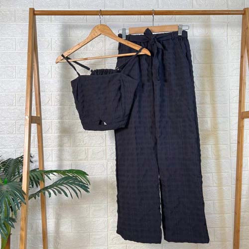 Black Crushed Co-ord Set