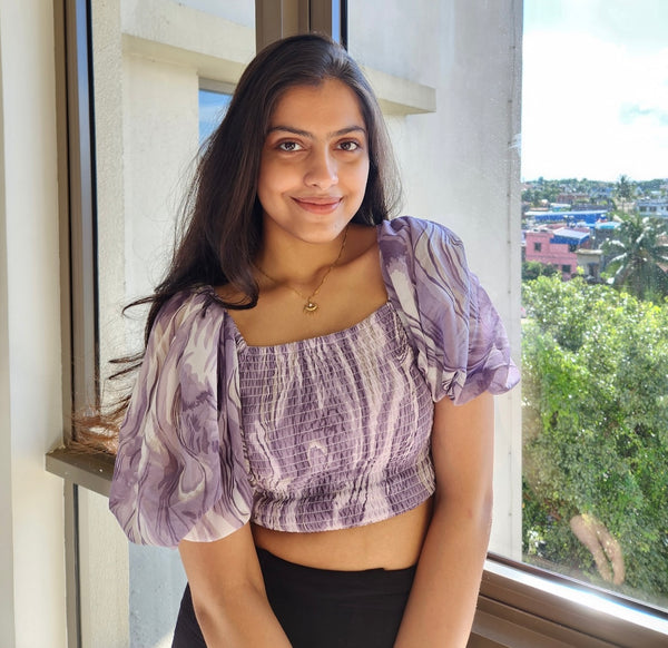 Smocked Pattern Crop Top