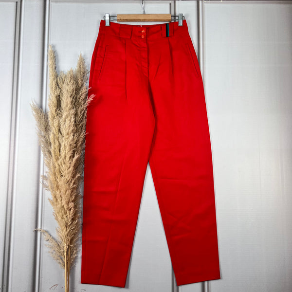High-Waist Red Tapered Pants