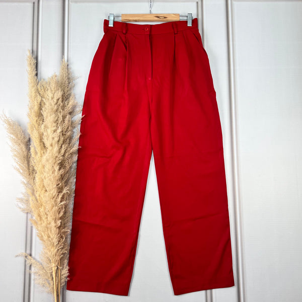 High-Waist Red Parallel Pants
