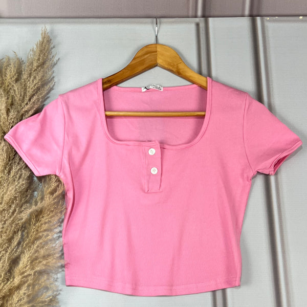 Square-Neck Imported Crop Top