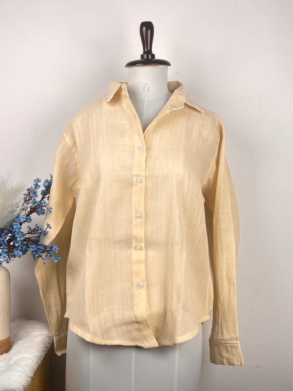 Solid Cream Mulmul Baggy Shirt