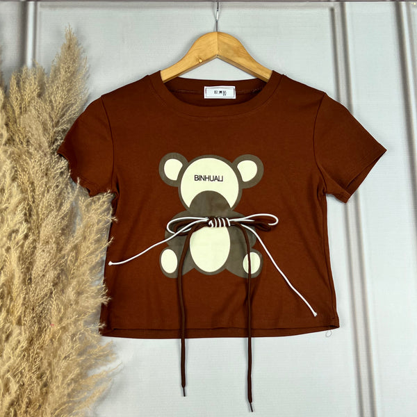 Teddy Printed Imported Crop Top