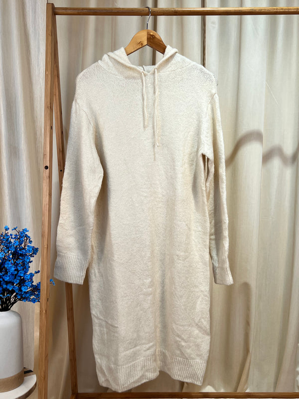 White Hoodie Straight-Fit Dress