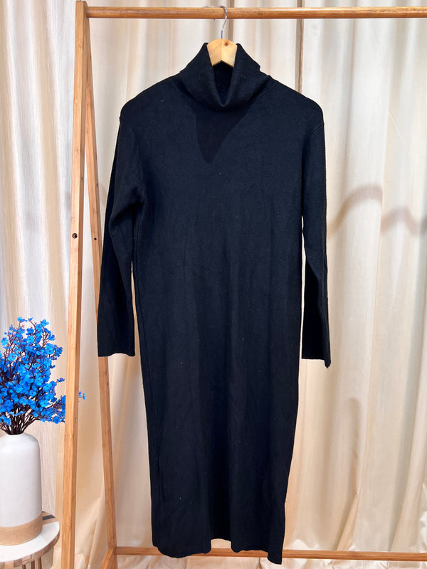 Classic Black Turtle-Neck Dress