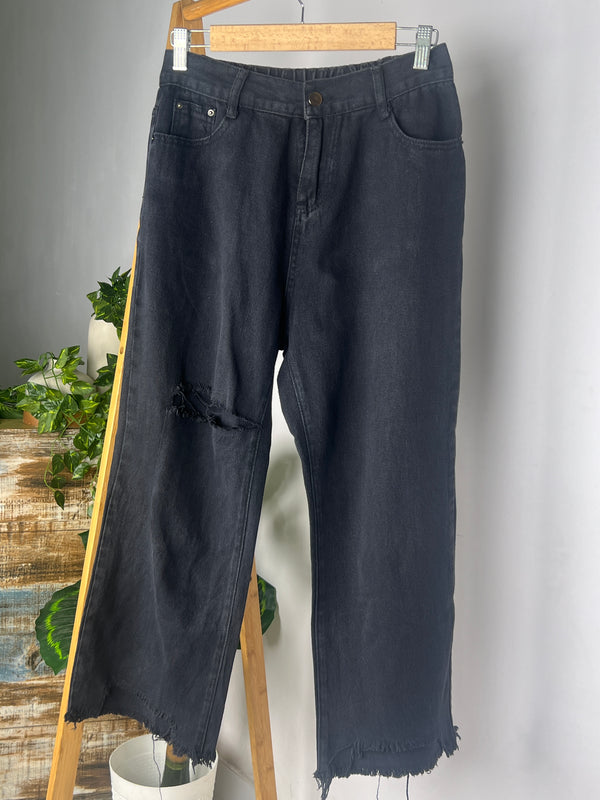 High-Rise Ripped Jeans