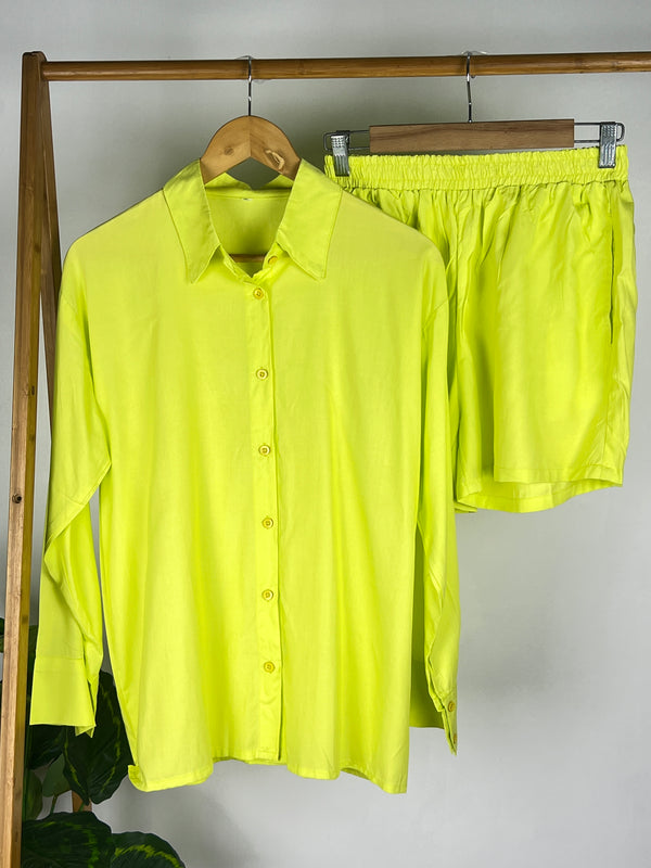 Solid Shirt with Shorts Set