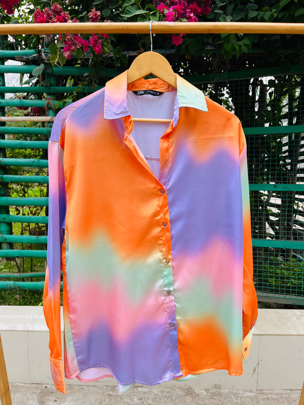 Zara Pastel Colour-Pop Satin Shirt