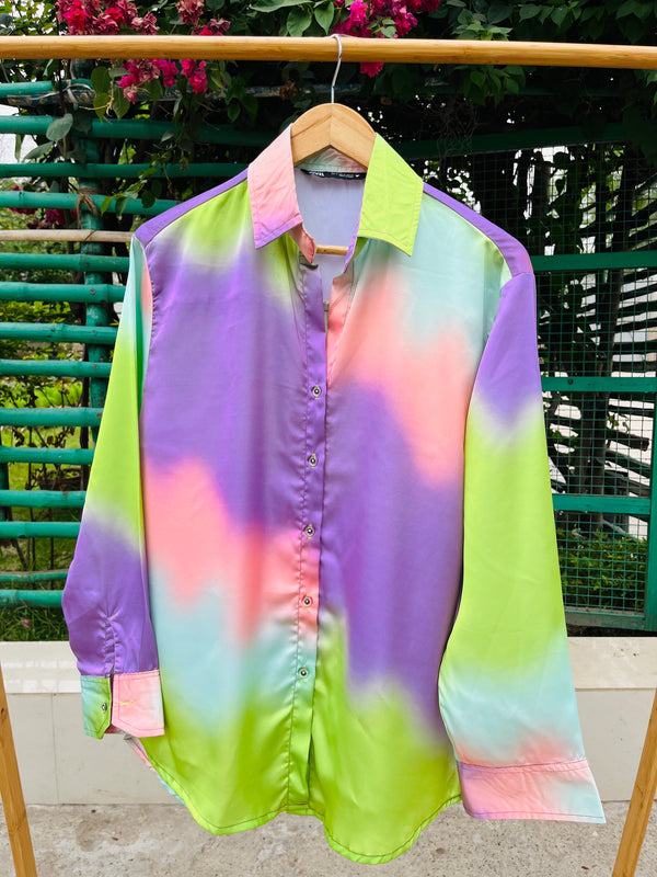 Zara Pastel Colour-Pop Satin Shirt