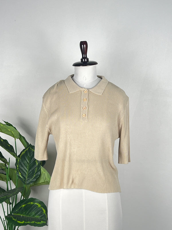 Collared Striped Buttoned Top
