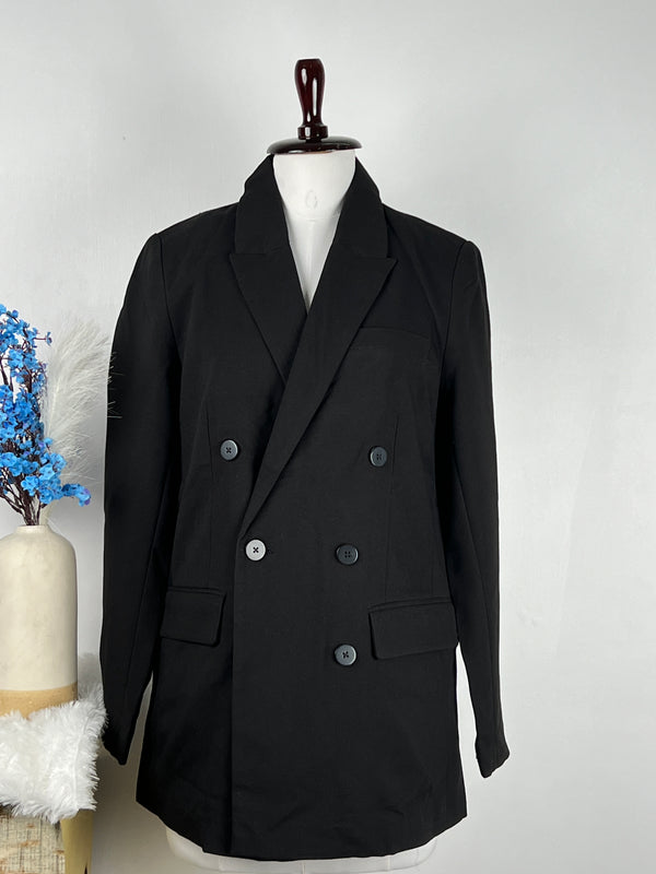 Classic Double-Breast Black Blazer