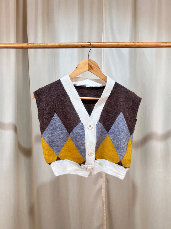 Statement Colour-Block Button-Down Sweater-Vest