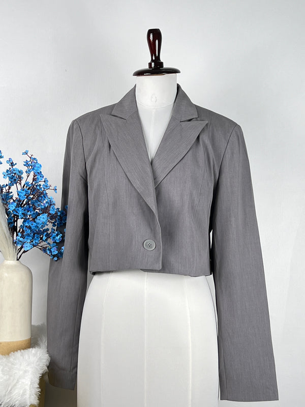 Retro Solid Gray Blazer