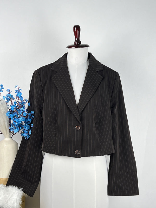Trendy Striped Black Blazer