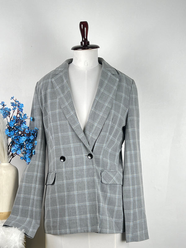 Retro Double-Breast Gray Blazer
