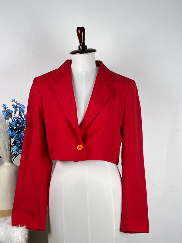 Trendy Solid Red Blazer
