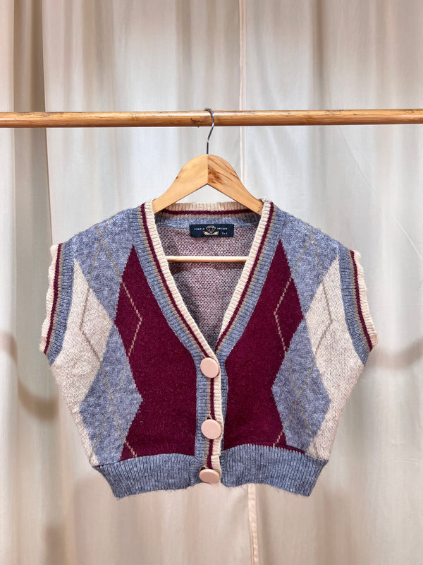 Retro Button-Down V-Neck Sweater-Vest
