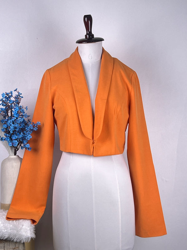 Stylish Hooked-Buttoned Orange Blazer