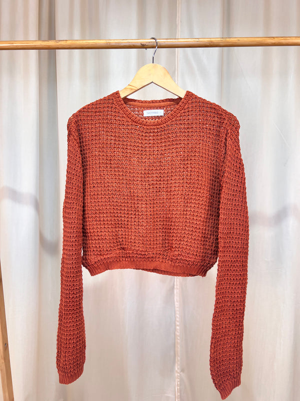 Knitted Brown Round-Neck Sweater