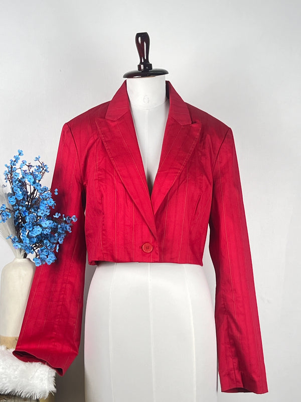 H&M Striped Red Blazer