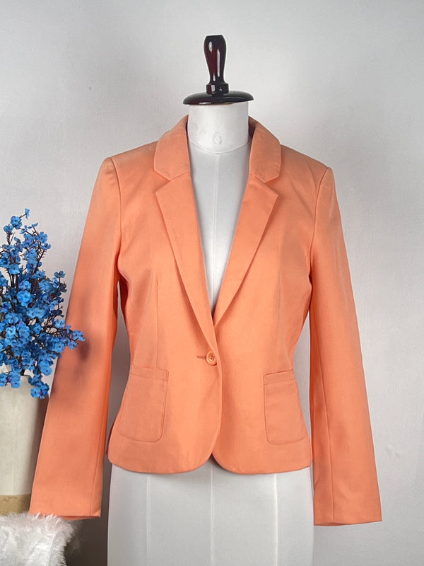 Classic Double-Pocket Orange Blazer