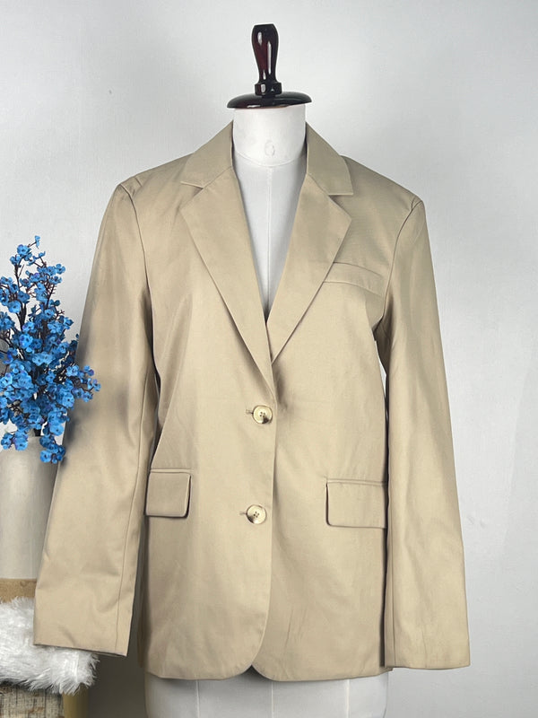 BERSHKA Solid Cream Blazer