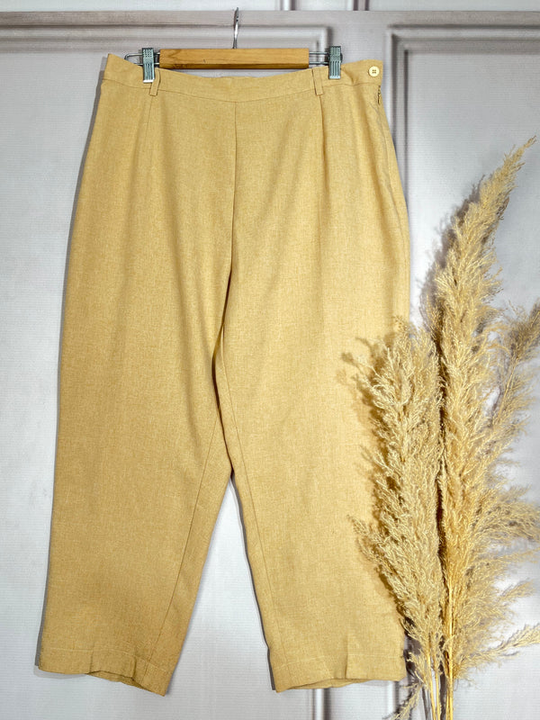 Cream High-Waist Mom-Fit Pants