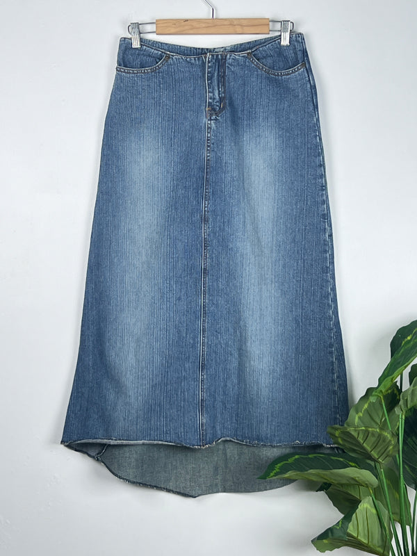 High-Low Denim Skirt
