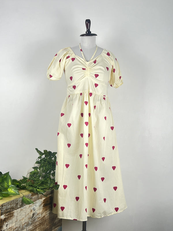Heart-Printed Shirt Dress