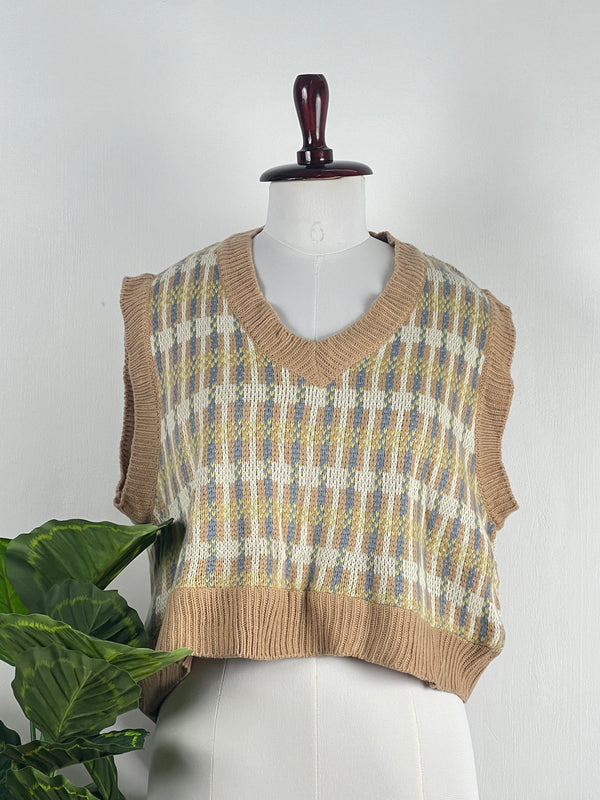 Elegant V-Neck Multicolor Sweater-Vest