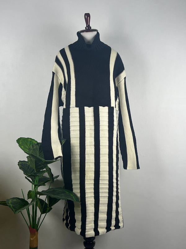 Classic Multicolor Polo Woollen Dress