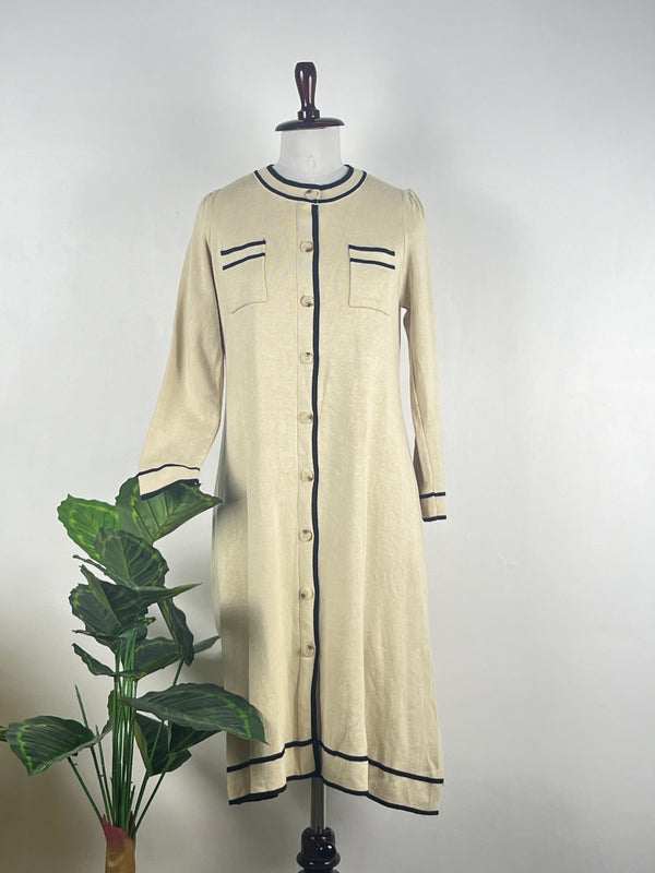 Trendy Cream A-Line Woollen Dress