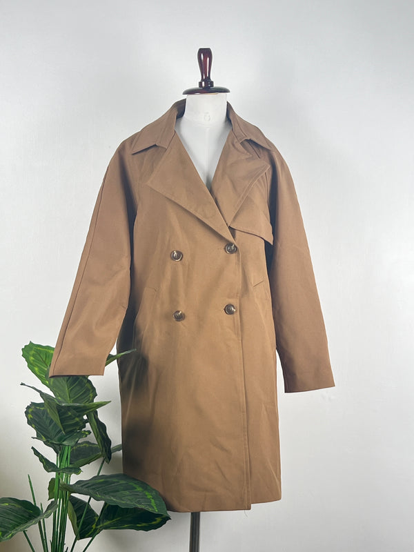 Elegant Double-Breast Beige Trench Coat