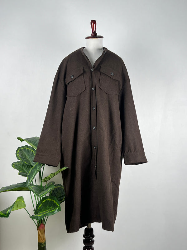Retro Buttoned Brown Fur Coat