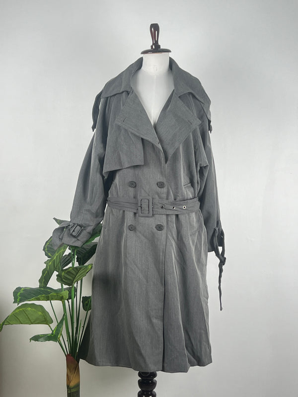 Classic Double-Breast Gray Trench Coat