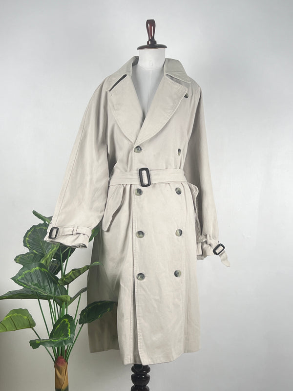 Elegant Double-Breast Gray Trench Coat