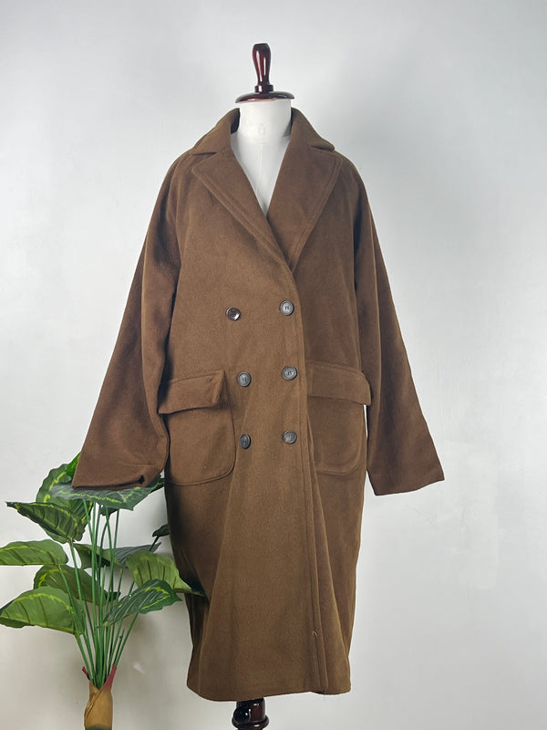 Classic Double-Breast Brown Fur Coat