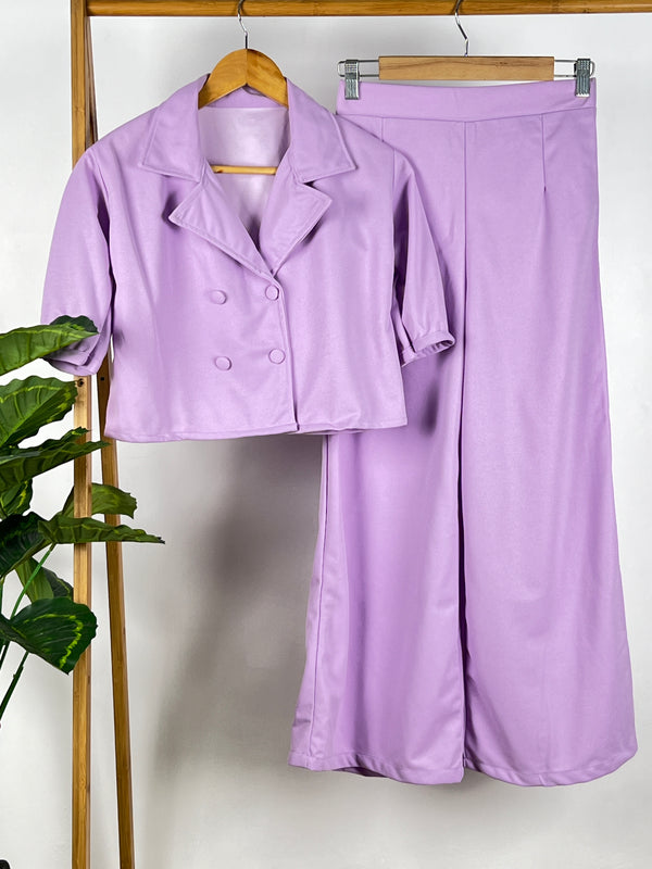 Colour Tailored Crop-Blazer with Pants Set