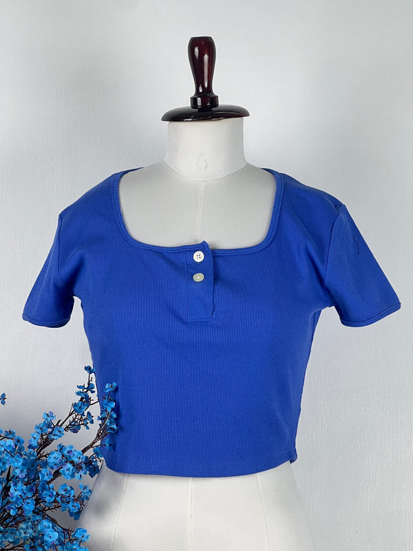 Square-Neck Imported Crop Top