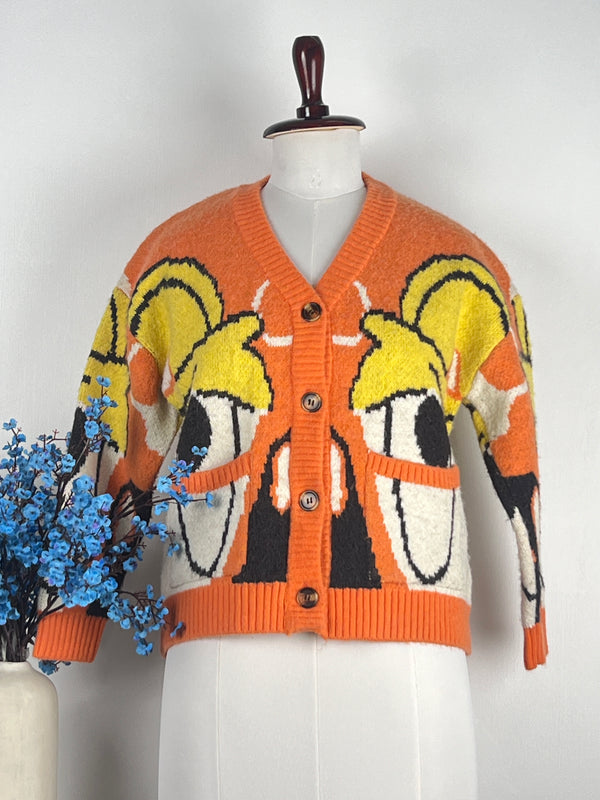 V-Neck Multicolor Cardigan