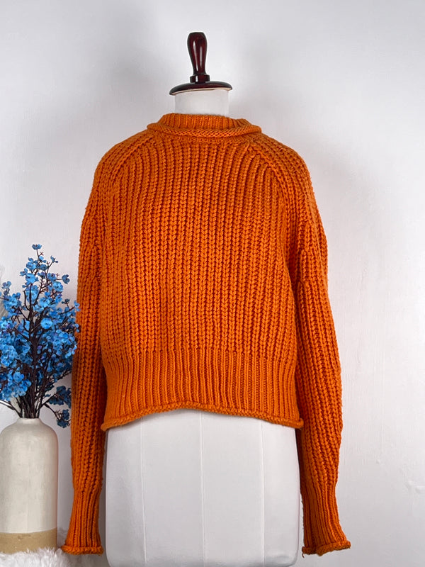 Turtle-Neck Orange Baggy-Fit Sweater