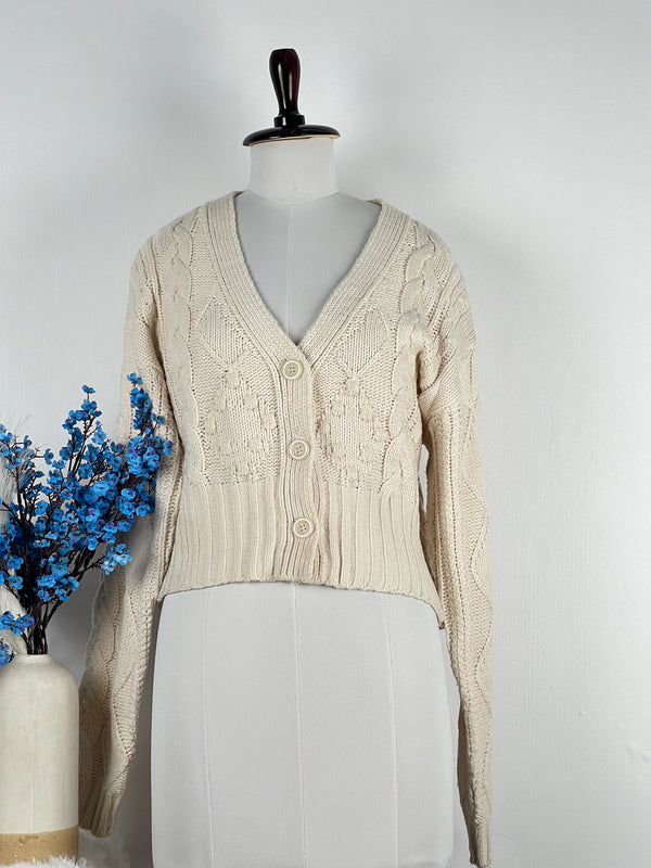 V-Neck Cream Cardigan