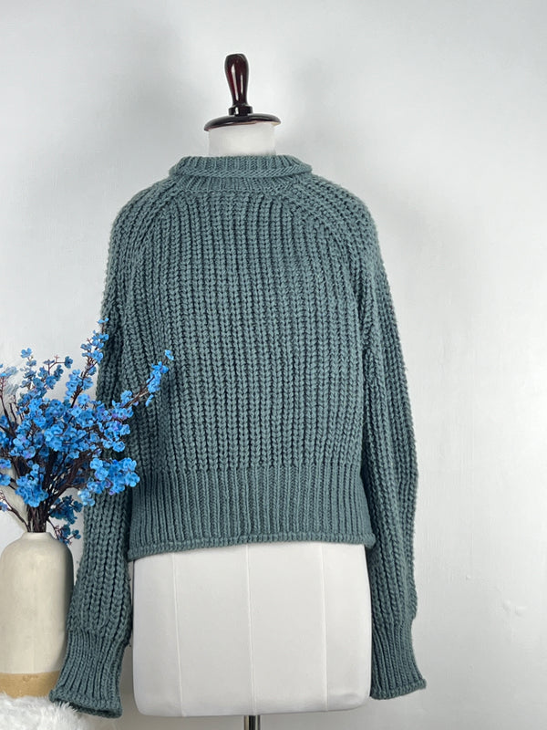 Turtle-Neck Blue Baggy-Fit Sweater