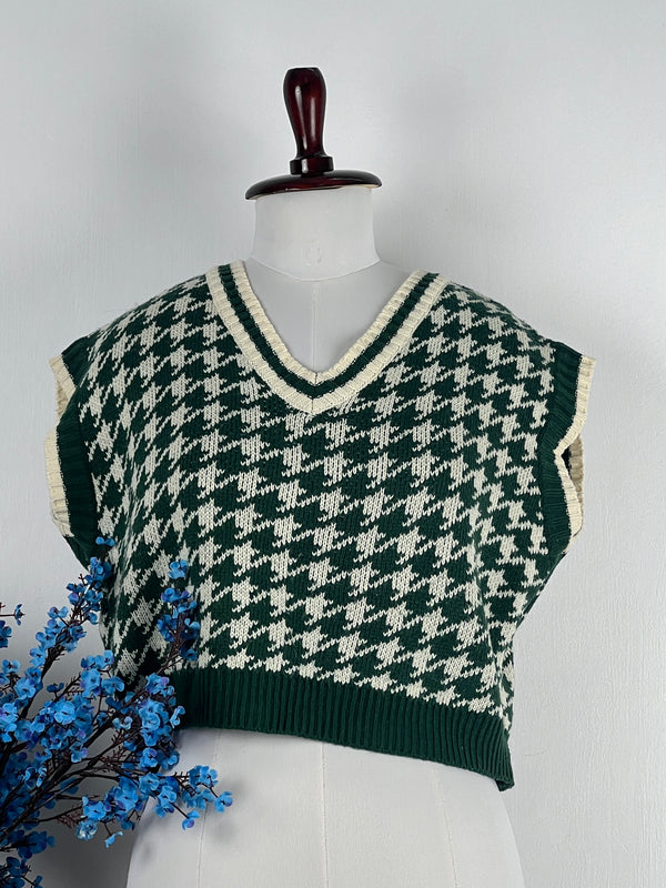 V-Neck Green Sweater-Vest