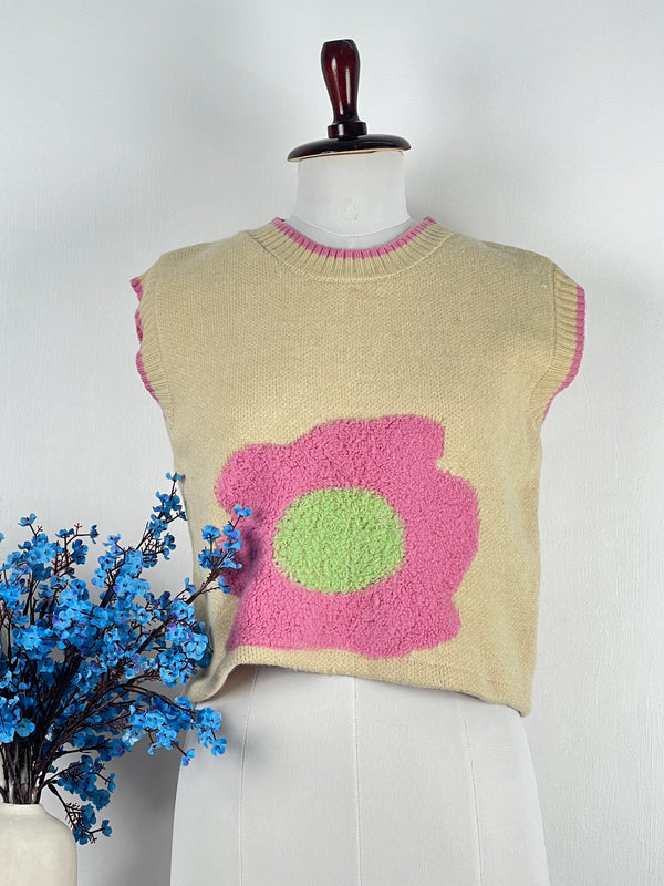 Round-Neck Cream Sweater-Vest