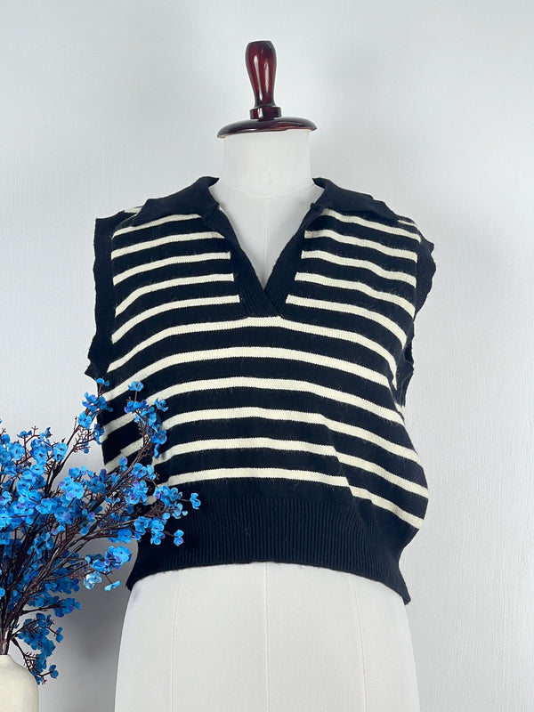 Collared Black Sweater-Vest