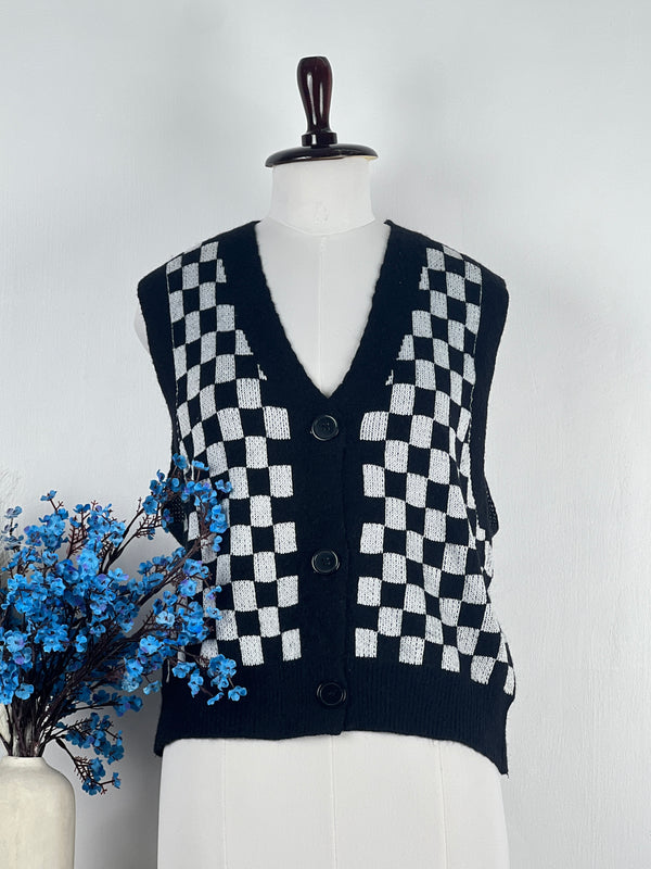 V-Neck Black Sweater-Vest